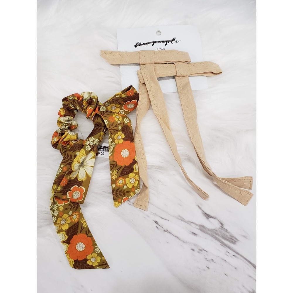 NEW LOT Free People Cutie Pie Bow Hair Clip Fabric Accessory Mod 70s Scrunchie
